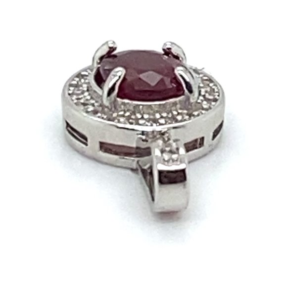 Red Tourmaline 1.00ct White Gold Finish Solid 925 Sterling Silver Pendant - Picture 7 of 7